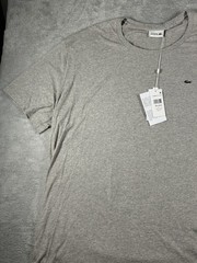 Lacoste Shirt Mens 3XLB Gray Pima Cotton Crewneck Croc Short Sleeve NWOT Big