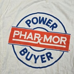 VTG 80s Phar-Mor Power Buyer Drug Pharmacy T-Shirt Size M Single Stitch White