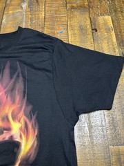 Way to Celebrate Black Flaming Skull Graphic Print Biker T-Shirt Mens Medium