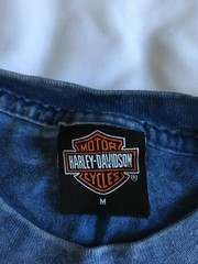Harley-Davidson Shirt Mens Medium Blue Mineral Wash Rhinestone Wings Made USA