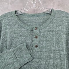 Gustin Henley Men Large Green Long Sleeve Tri-blend Made in USA Heathered Shirt