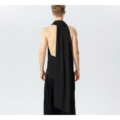 Unisex Small Cowl Neck O-Ring Linked Irregular Sleeveless Tank Tops Purple