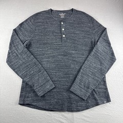 American Eagle Active Flex Henley Mens L Gray Heather Long Sleeve Base Layer Top