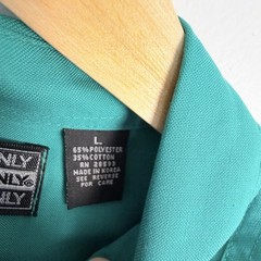 VTG Members Only L Shirt Teal Green Quarter Button Ribbed Hem Pockets NEW