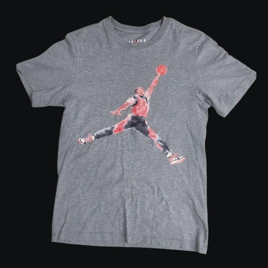 Jordan Brand Jumpman Watercolor Graphic T-Shirt Gray Men’s Small Cotton Bulls Sm