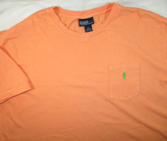 Vtg POLO BY RALPH LAUREN Single Stitch T-Shirt~Pocket W/Pony~Men’s XL~Peach~Used