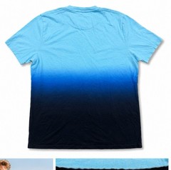 Hollister XL Blue Ombre T Shirt Gradient Fade Logo Short Sleeve Crew Neck Cotton