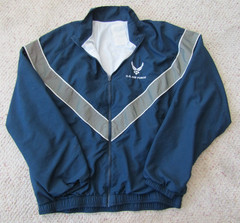 U S Air Force Jacket Blue with Stitched Letters and Silver Reflective Stripes L
