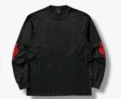 Nike Air Jordan Long Sleeve ‘Distressed Look’ T-Shirt Black/Red Men’s XXL NWT