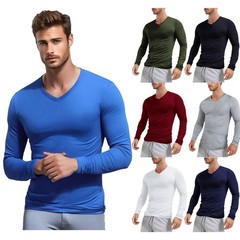 Men Long Sleeves Crew Neck Thermal Slim Fit Undershirt Base Layer Pullover Shirt