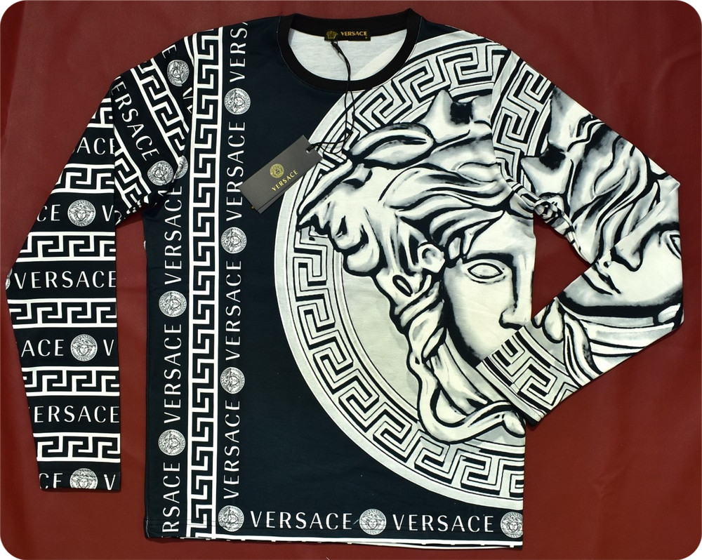 Versace Medusa Head Long Sleeve T-Shirt Black and White Size 3XL