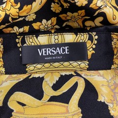 VERSACE Printed Silk Twill Shirt Men’s Size L Gold/Black