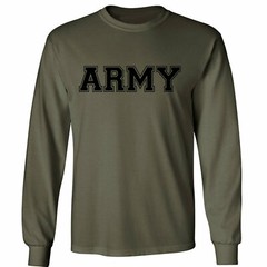 Athletic ARMY Long Sleeve T-Shirt in military green – Adult Small to 3X-Large