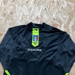 Vintage Diadora Italy Football Shirt Referee Long Sleeve Jersey Black Medium