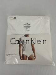 Calvin Klein 3 Pack Crew Neck T-Shirts Men’s L 100% Cotton White Classic Fit NEW