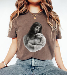 Jesus Holding Lamb Shirt, Christian Graphic Tee