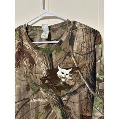 Vintage Y2K Mens Realtree Camo Long Sleeve T-Shirt Bobcat Graphic Large Cotton