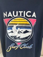 Nautica Big & Tall Navy Seas Surf Graphic S/S T-Shirt Size 2XLT, XXLT