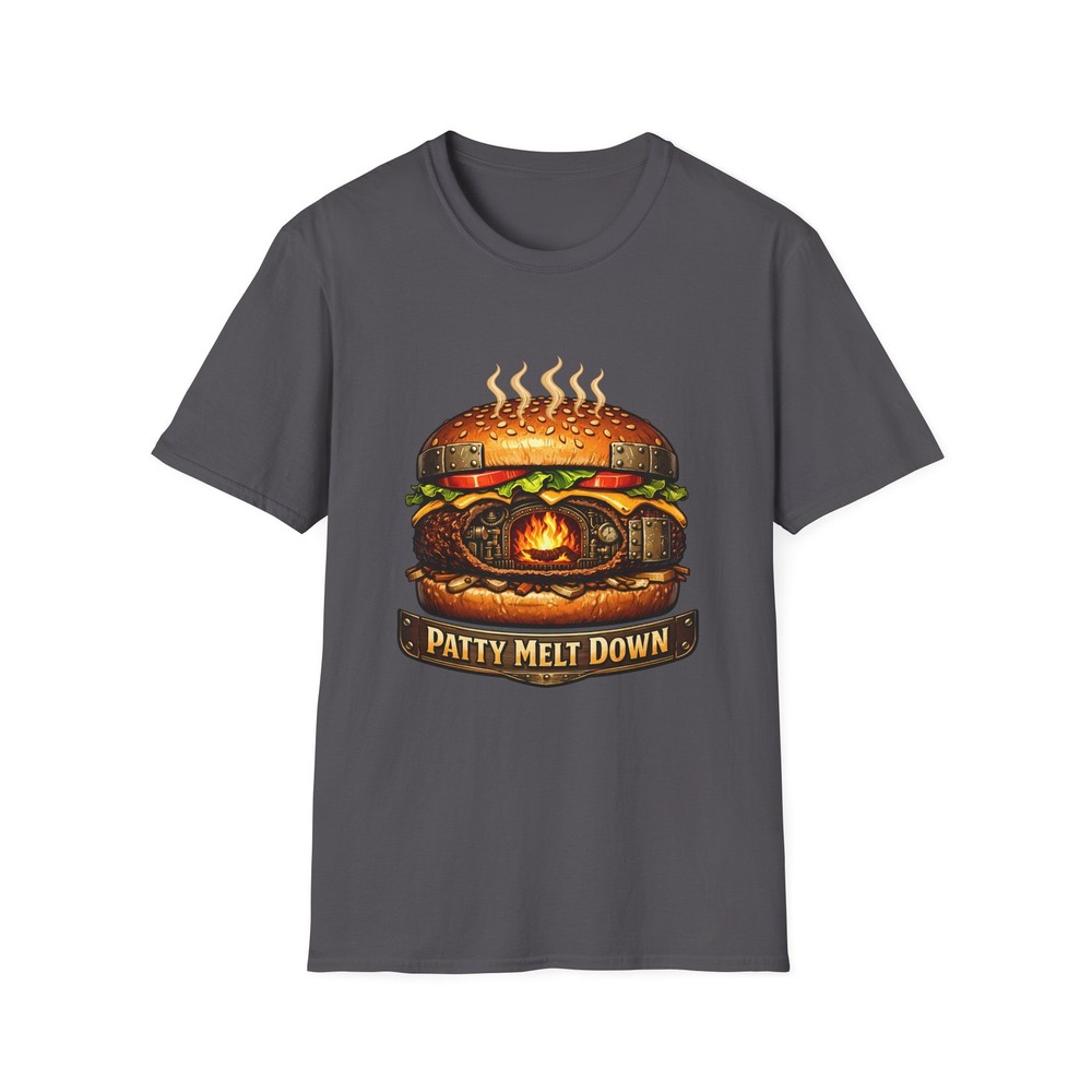 Unisex Softstyle T-Shirt Steampunk Burger Cutaway Furnace Gears Food Humor