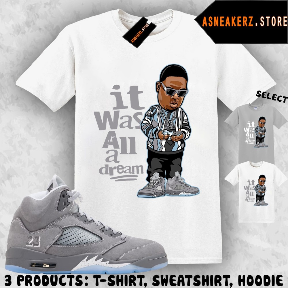 Tee Shirt Matching AJ 5 Wolf Grey 2026 Match Sneaker Sneakerhead Biggie T-Shirt