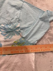 Hinano Tahiti Shirt Mens Large Blue White Tropical Leaf Pattern Pocket Hawaiian