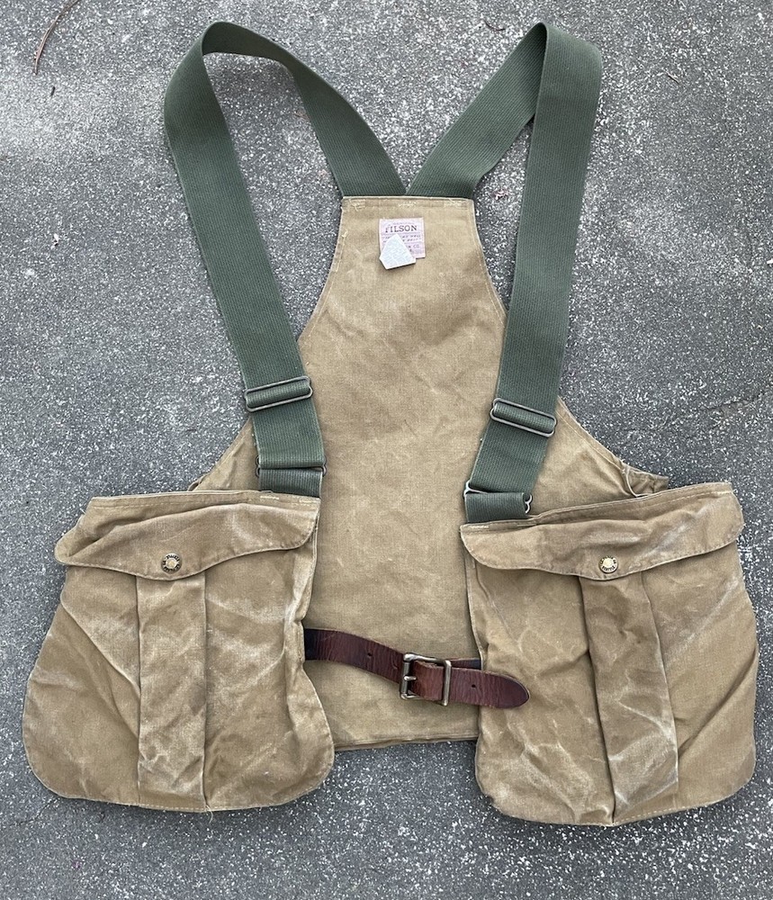 Filson Tincloth Game Bag Size 30 USA Made Vest Strap Leather Belt Closure