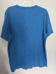 Merona Men’s T-Shirt L Blue Henley Neck Short Sleeve Solid Button Accent