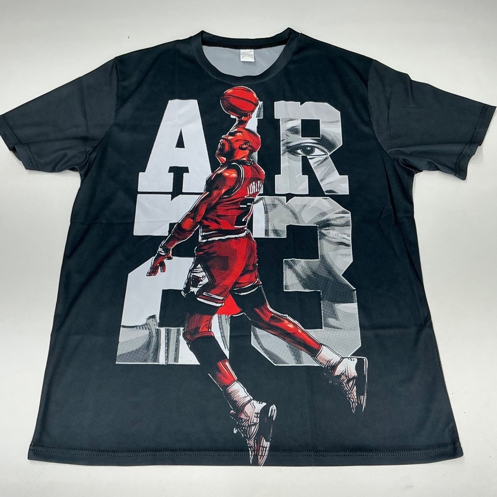 Men’s Basketball AIR RED MJ Sports T-Shirt Tee XL Black graphic