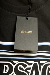 Versace Men’s Logo Print Black Crewneck Short Sleeve T-Shirt US 5XL IT 62