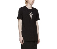 Rick Owens Drkshdw Black Star Cut-Out Jersey Level Drop Logo Strap T-Shirt Top L
