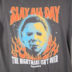 HALLOWEEN 2 MICHAEL MEYERS SHIRT LARGE GRAY ORANGE MOVIE CASUAL HORROR NWT