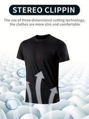 New Men’s Solid Color T-Shirt Sports And Leisure T-Shirt Outdoor Gym Running Bla