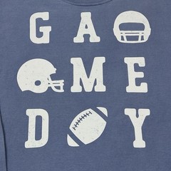 Comfort Wash Game Day Football Helmets & Ball Graphic Navy Longsleeve Shirt Sz M