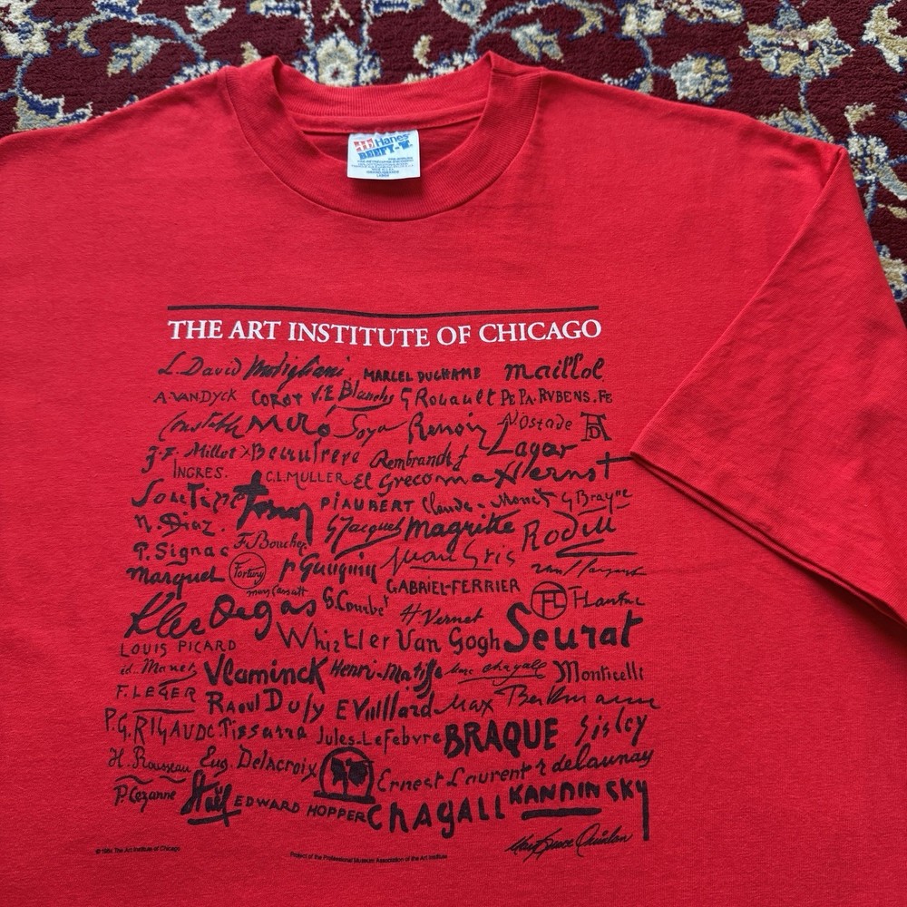 Vintage 90s Art of Chicago Museum Tee Van Gogh Degas Seurat Picasso Rembrandt