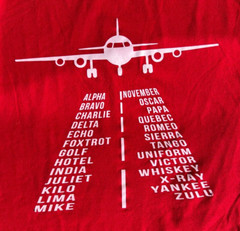 Phonetic Alphabet Aviation Airline Flying Jet Airplane Red T Shirt Size M