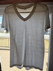Vtg JC Penney Paper Thin T-Shirt Burnout Work WIP Distressed V Neck 70s 80s S/M