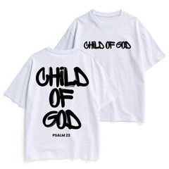 Child of God Psalm 23 Front and Back Print Cotton T-Shirt Christian Faith Tee