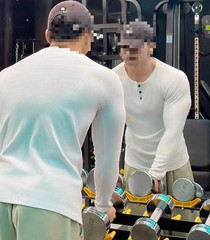 Spring Men Fitness Big Henry Collar Sports T-Shirt Breathable Athletic Tee
