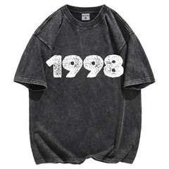 Vintage Letter Graphic T-Shirt 100% Cotton Oversized Streetwear Lace Up Tee