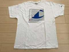 Men Champion Huge Logo Front Crew Neck Tee T-shirt Top Short Sleeve White XL