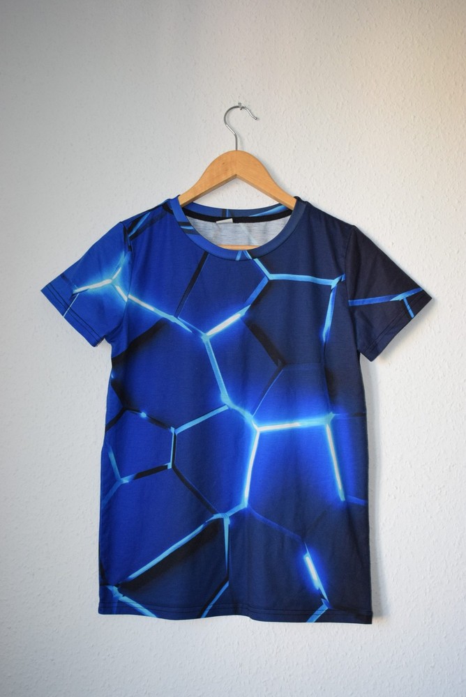 Blue Geometric Print T Shirt Size L 1093