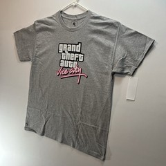 GTA Vice City Gray T-Shirt (New Condition) Grand Theft Auto, Rockstar Games Logo