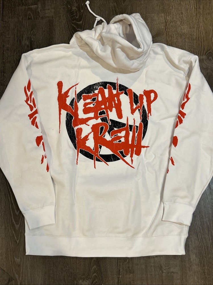 Sosmula Klean Up Krew Men’s White Hoodie XXL Double Sided