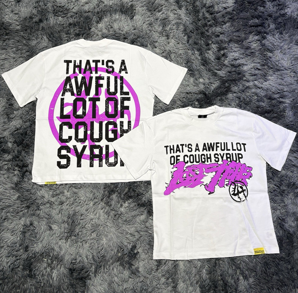 That’s a awful lot of cough syrup Men’s White Double-Sided Graphic Tee Sz M