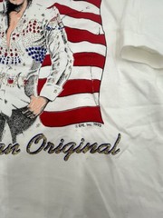 Vintage Elvis Shirt Mens Large White Diamond Dust Rock Tee 90s Single Stitch