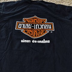 Harley Davidson Pattaya Thailand Biker Motorcycle Black Graphic T-Shirt Large