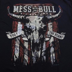 Jedco Mess With The Bull USA Flag Graphic T Shirt Men M Black NWT