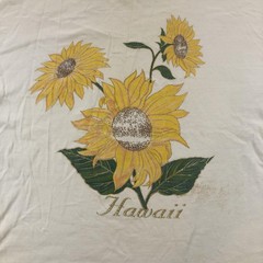 Vintage Hanes Beefy-T Shirt Mens XL White Hawaii Sunflower Graphic Tee USA