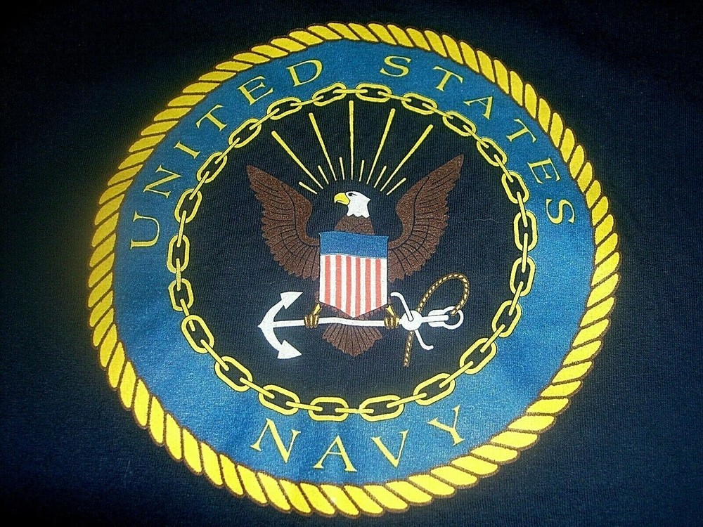 U.S. Navy Emblem Nautical Eagle Rope & Chain T-shirt Size L Short Sleeve