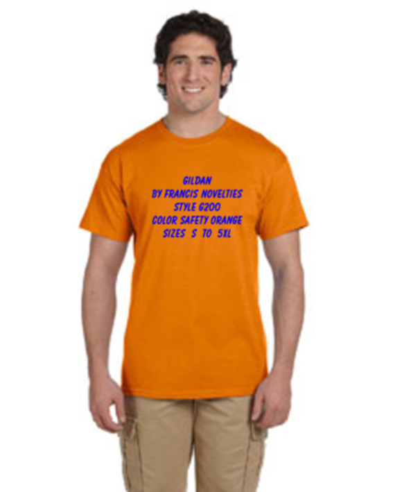 Gildan G200 Safety Orange Ultra Cotton T Shirt G2000 Sizes S ~ 5XL s/s Z7 naran